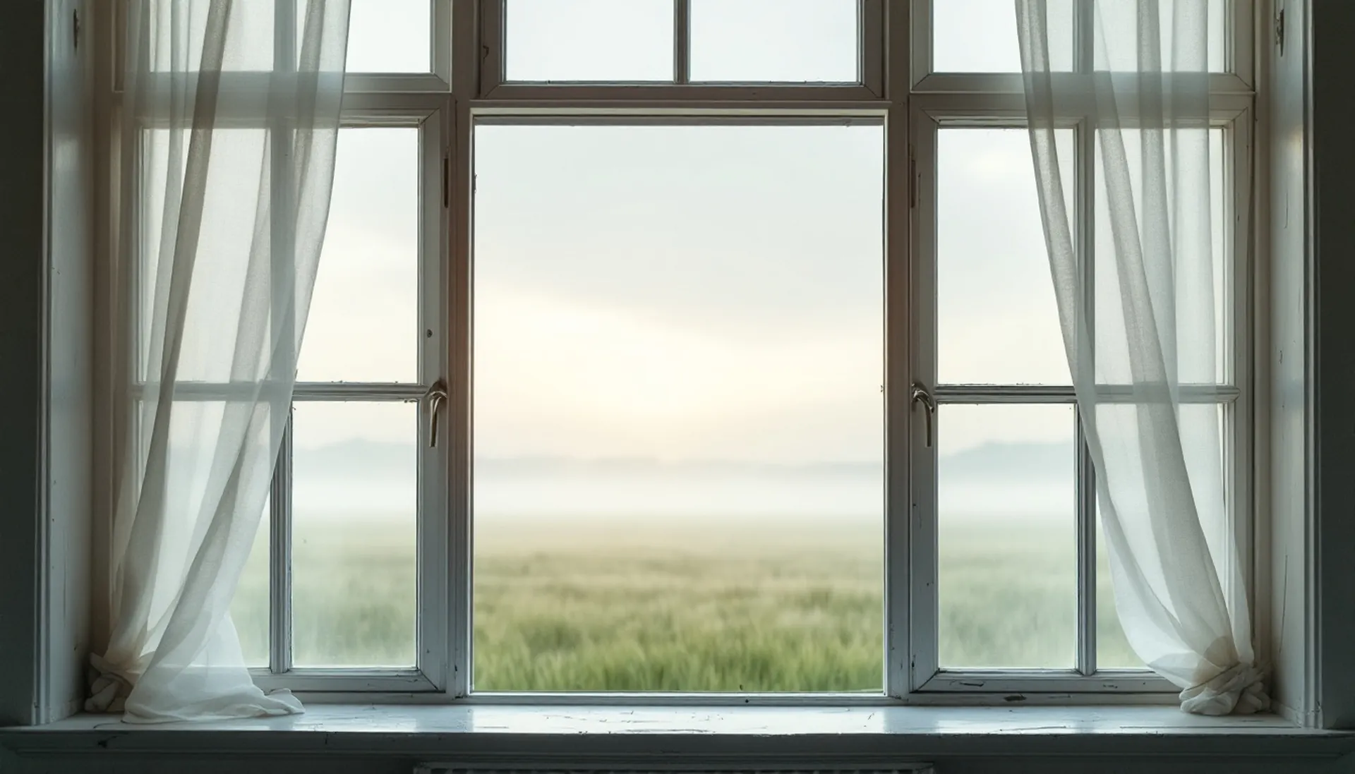 An open window onto a misty meadow at dawn, small personal loans $100 to $5,000 with FundsLark